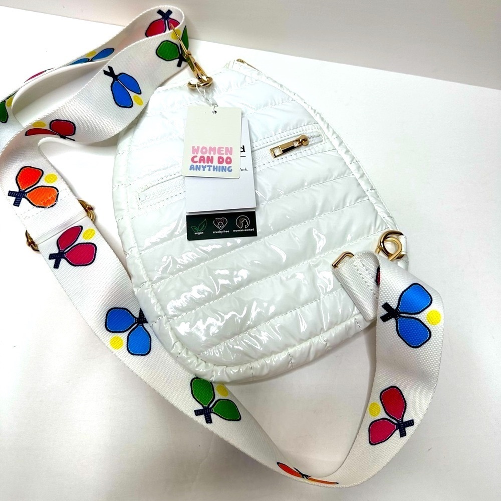 New Ah Dorned Puffed Crossbody Bag Tennis Racquet Shape Puff New Pickleball